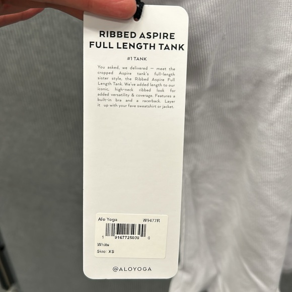 NWT Alo Ribbed Aspire Full Length Tank XS - Picture 5 of 6